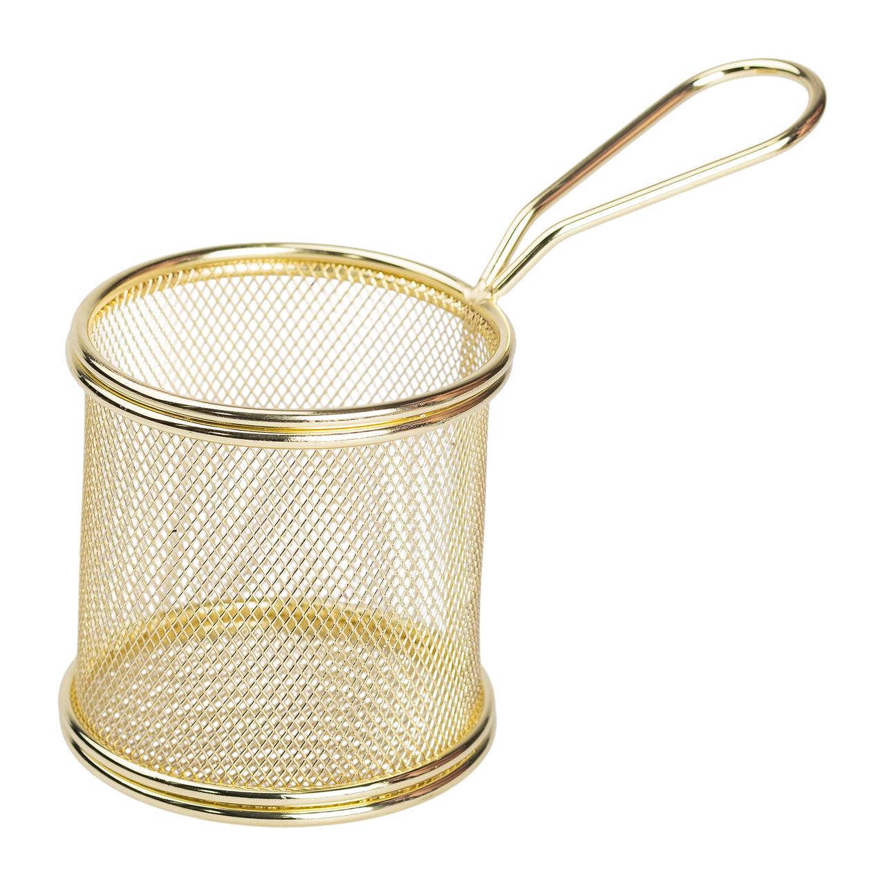 Корзина сервировочная для фри и снеков с гальваническим покрытием 9x9x90 см Золотой (5779)