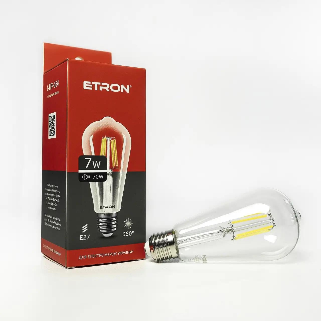 LED-лампа філаментна ETRON ST64 прозора 7W E27 4200K Нейтральний білий (27844700)