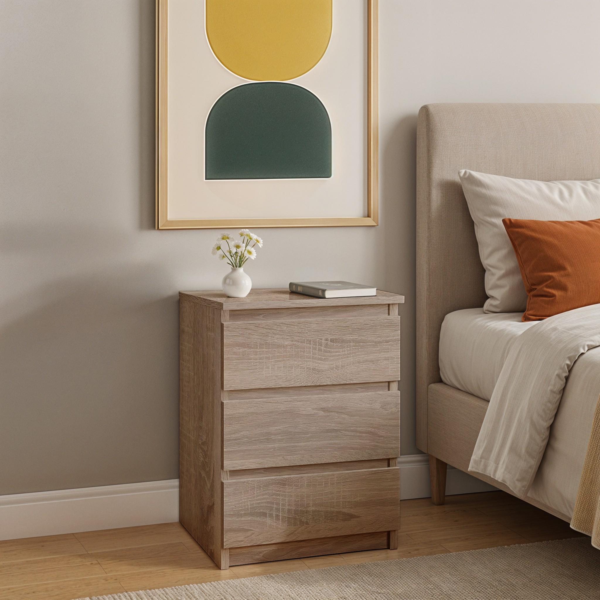 Тумба приліжкова Kvatro 3 354х340х600 мм Дуб Сонома Трюфель