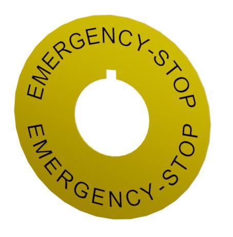 Шильдик установочный ETI NSE-PL-EMG Ø22,5мм EMERGENCY-STOP Ø59мм желтый для кнопок (4774145)