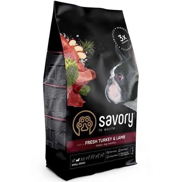 Корм сухой для взрослых собак малых пород Savory Small Breed rich in Fresh Turkey & Lamb 3 кг (30358)