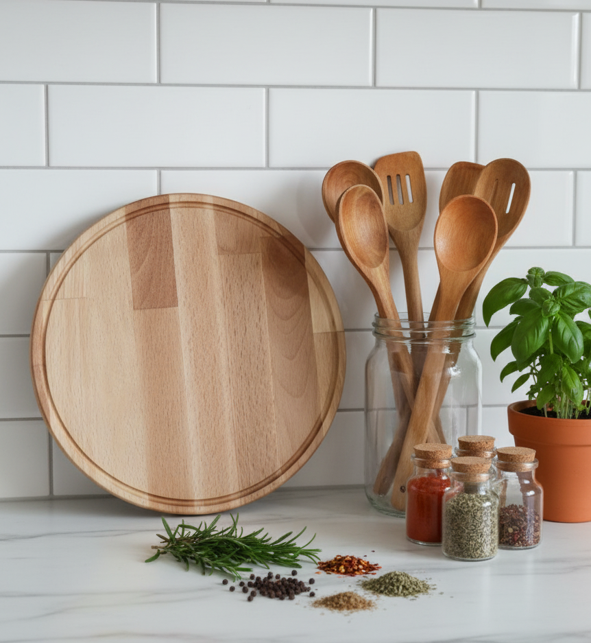 Дошка дерев'яна кухонна кругла (2197732638)
