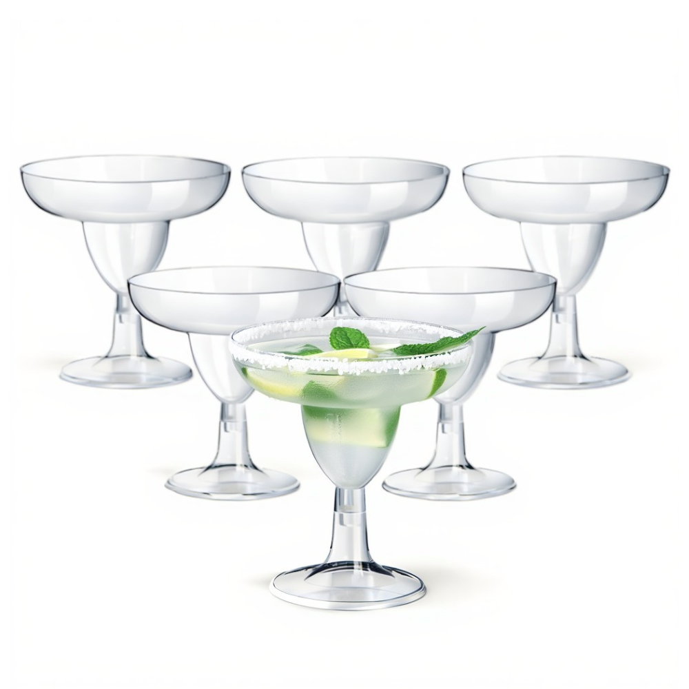 Набор бокалов для маргариты пластиковые многоразовые для коктейлей со съемной ножкой 150 мл 10 шт. Прозрачный