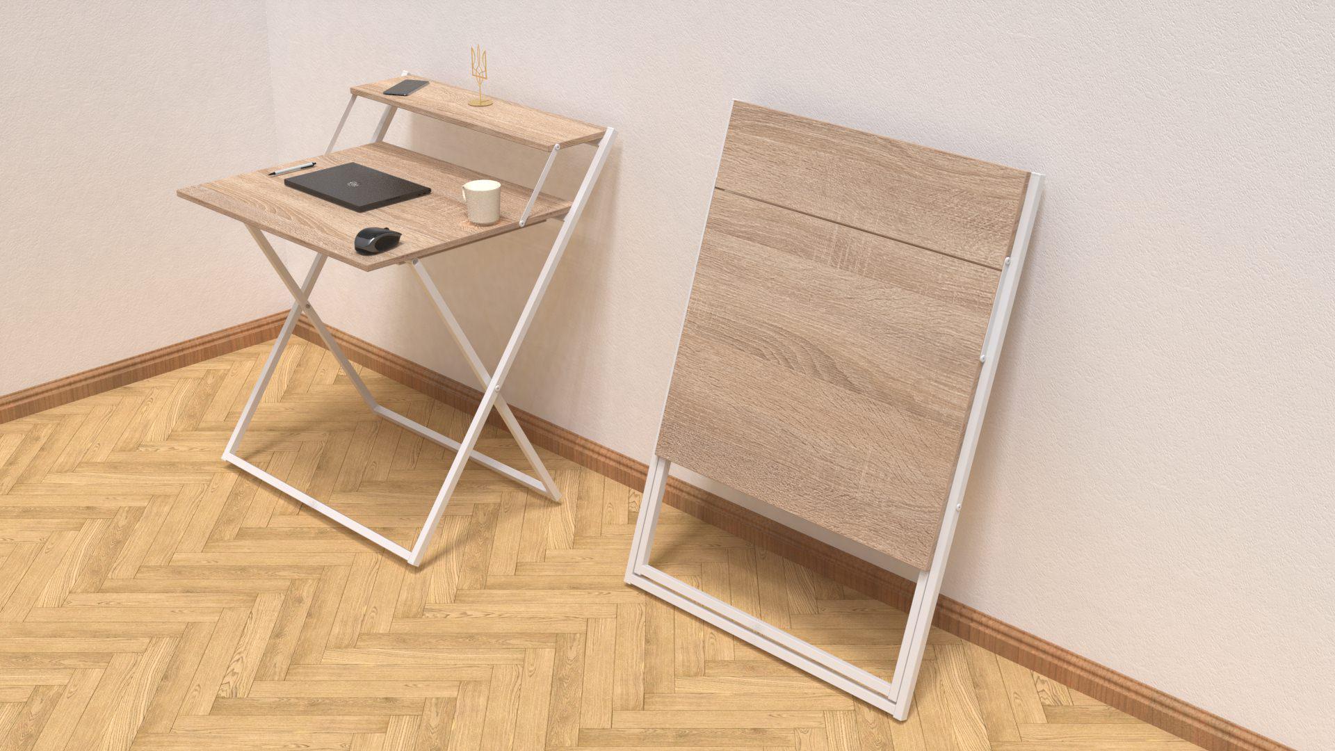 Стіл-трансформер Ferrum-decor Компакт 4 метал/ДСП 16 мм 750x790x720 мм Білий/Дуб Сонома (FRD-104700) - фото 3