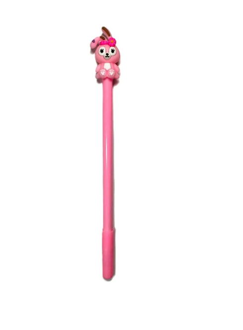 Ручка гелевая черная Pink Rabbit Розовый (0307)