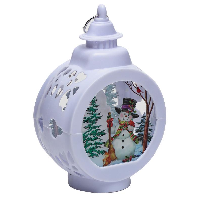 Новогодний декоративный фонарь Lesko 3265985 Снеговик White (24366578)