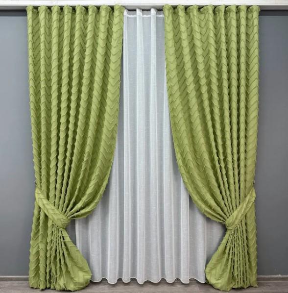 Тканина для штор льон Оливковий (1805ш) - фото 5 Тканина для штор льон Оливковий (1805ш) - фото 5