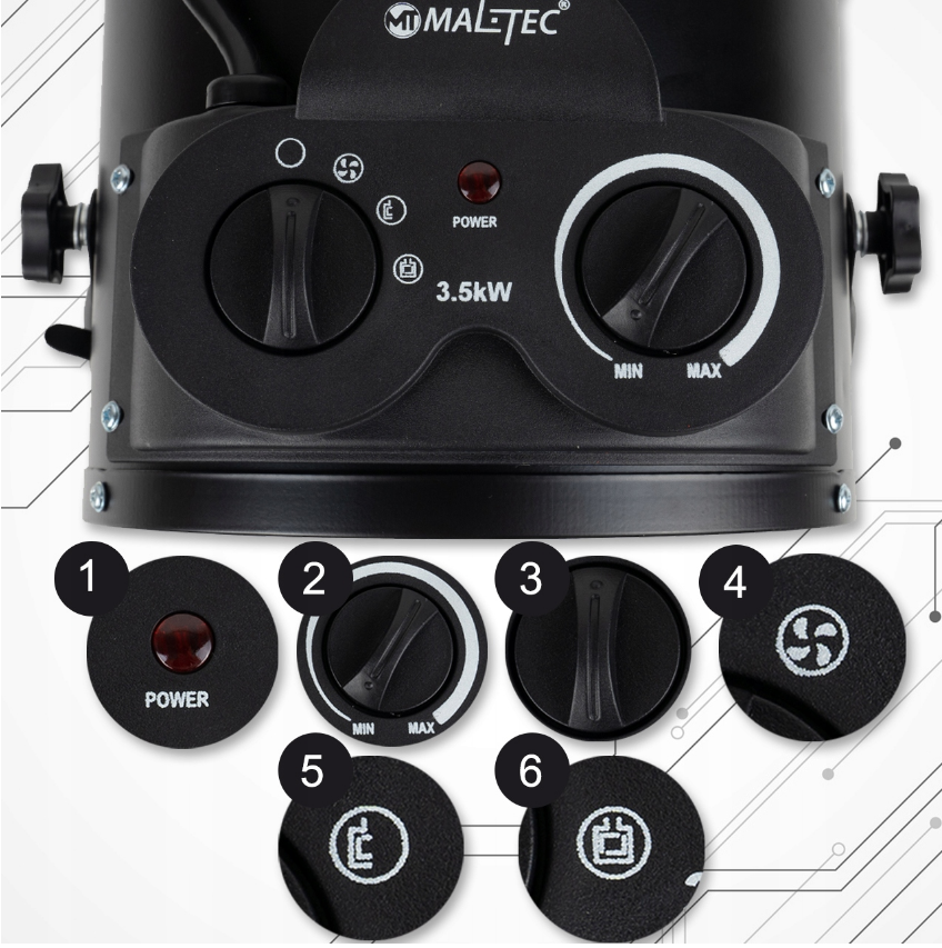 Тепловентилятор керамічний Maltec 3,5 кВт - фото 3 Тепловентилятор керамічний Maltec 3,5 кВт - фото 3