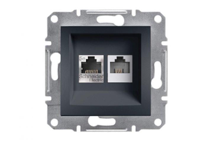 Розетка компьютерная/телефонная Schneider Electric EPH4900171 Asfora пластик Антрацит (11486010) Розетка компьютерная/телефонная Schneider Electric EPH4900171 Asfora пластик Антрацит (11486010)