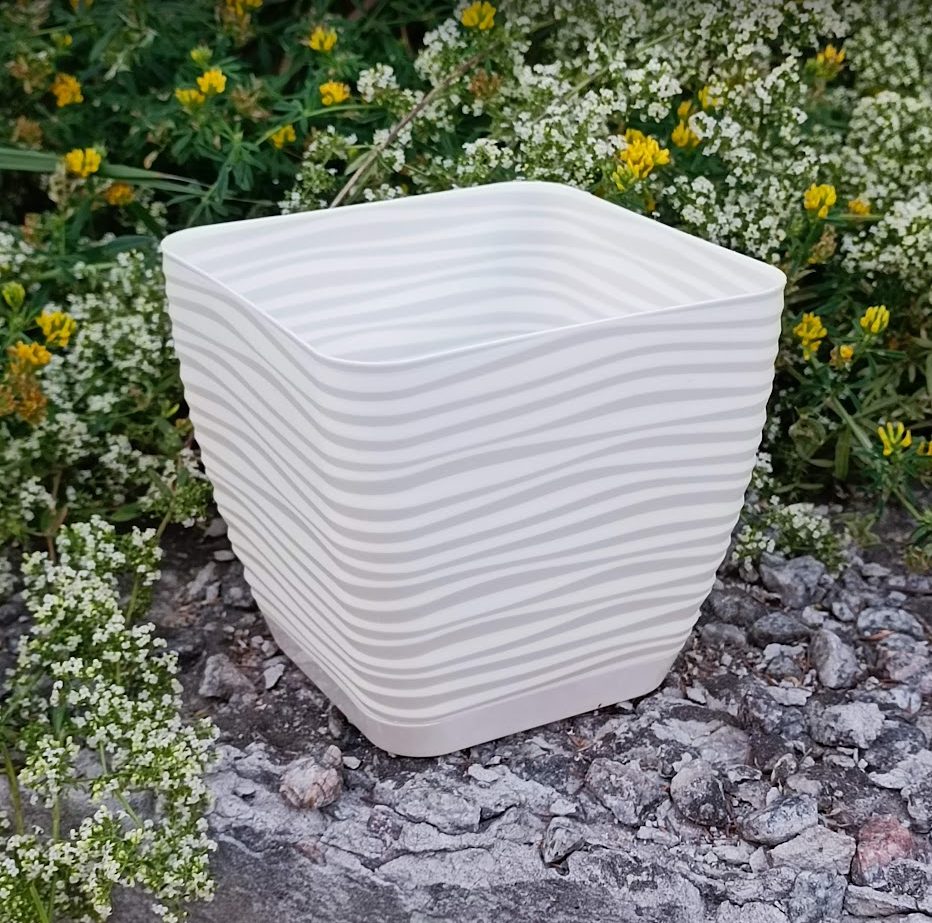 Горшок Сахара Квадро с поддоном 13 см Кремовый (32376) - фото 1