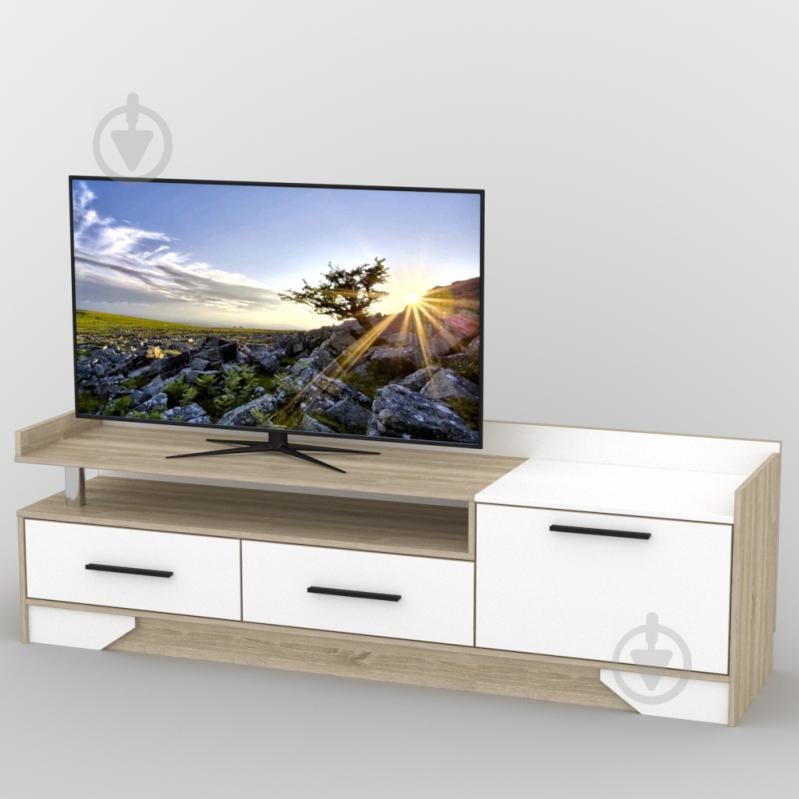 Тумба под телевизор Тиса Мебель ТВ-337 Дуб сонмоа Белый Тумба под телевизор Тиса Мебель ТВ-337 Дуб сонмоа Белый