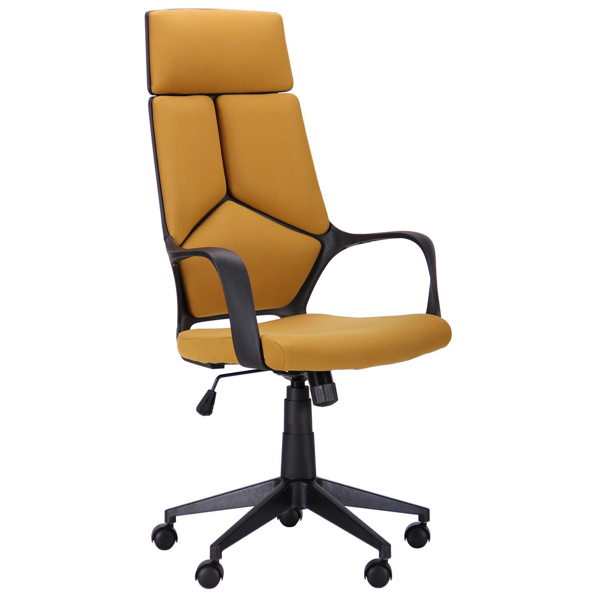 Офісне крісло AMF Urban HB для кабінету/офісу пластик/текстиль 1160+100х640х620 мм Чорний/Гірчичний