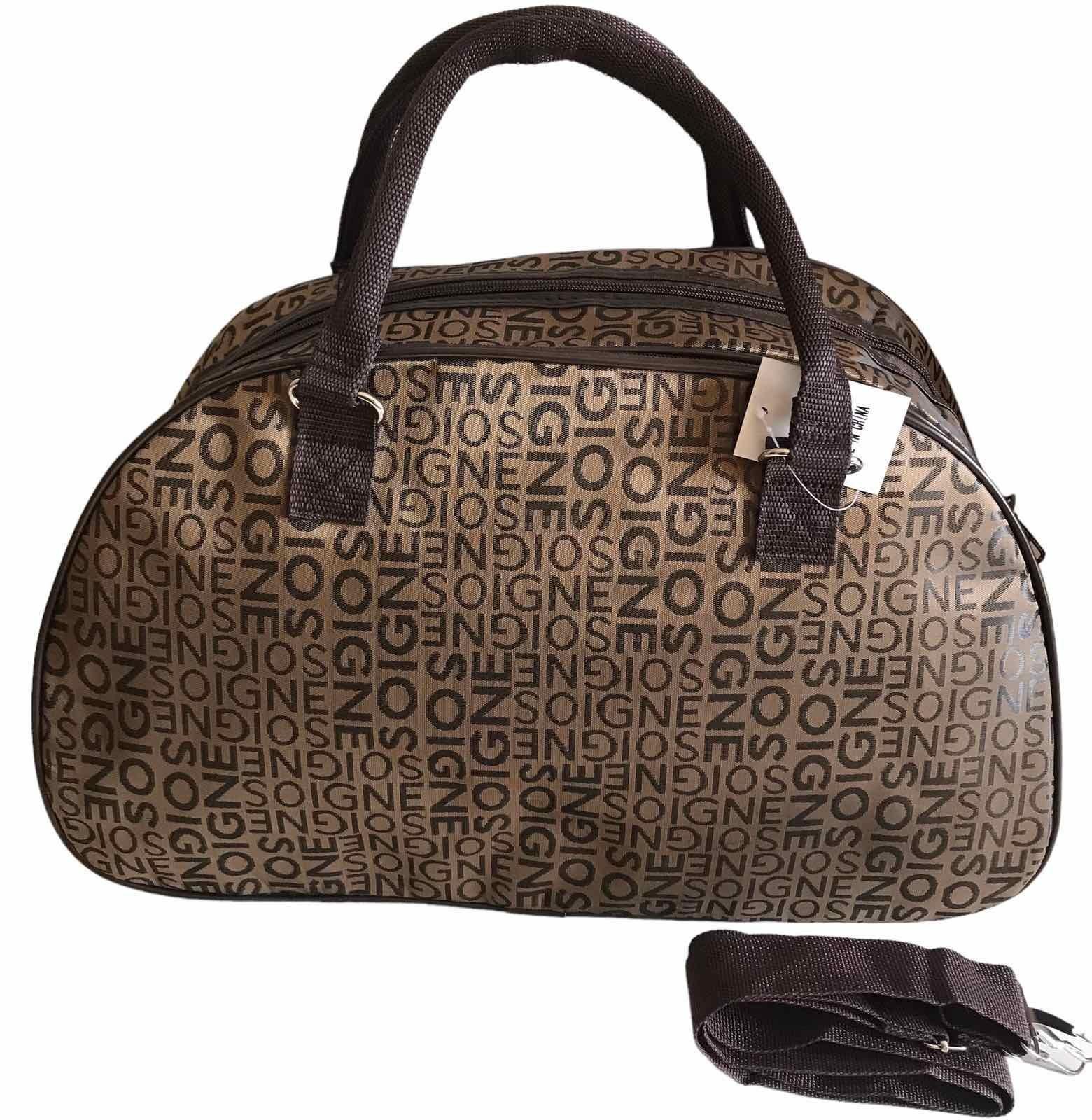 Сумка дорожная ручная кладь с длинным ремнем через плечо Коричневый (2536L)