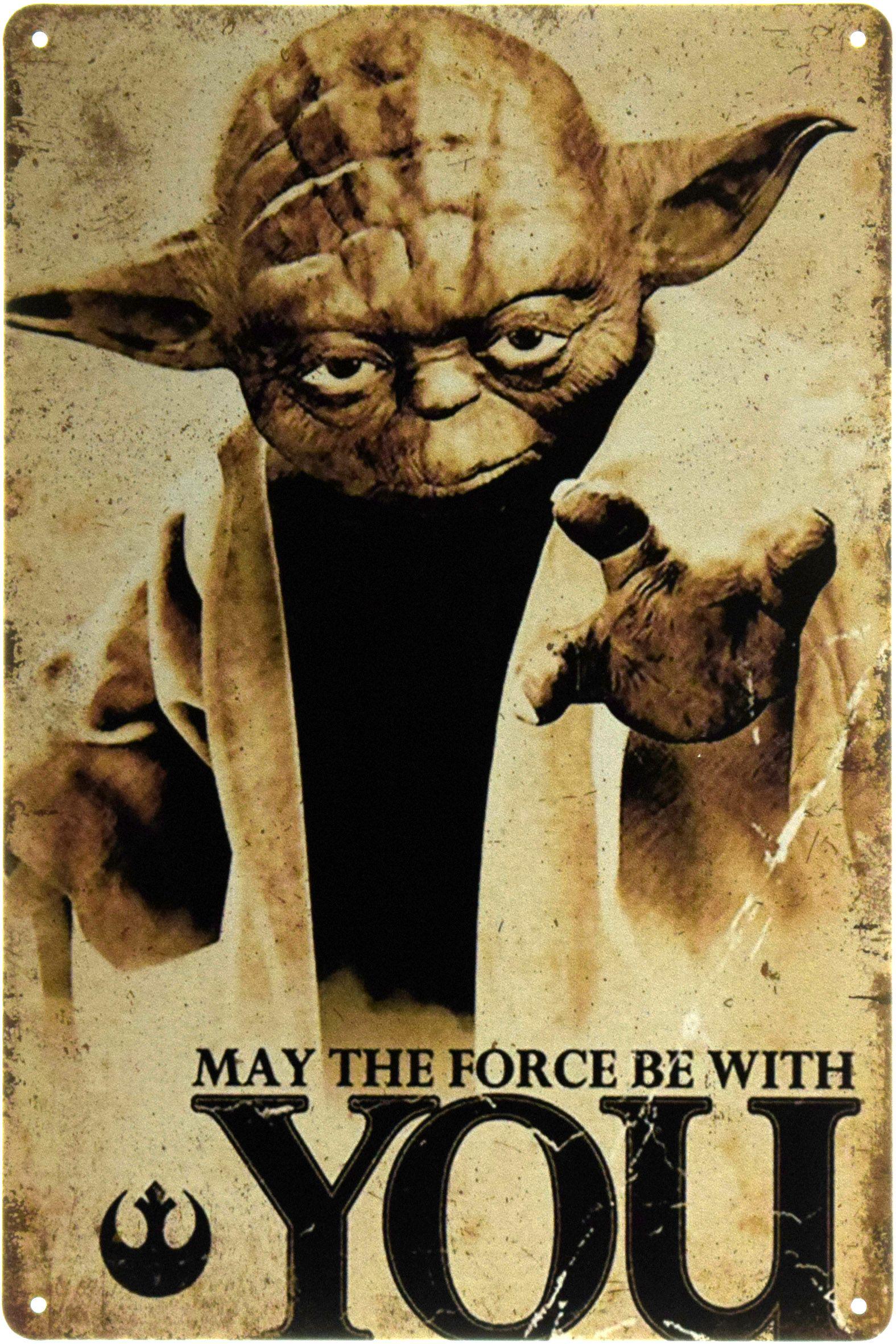 Табличка металлическая "Yoda, May The Force Be With You Star Wars" 20x30 см (ms-103668)