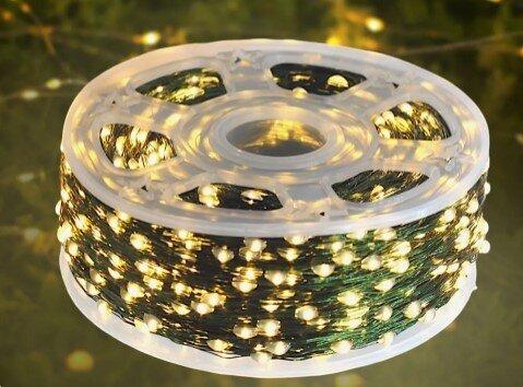 Гірлянда-нитка Роса USB з пультом на зеленому кабелі 20 м Теплий білий (1000-RV320G) - фото 4