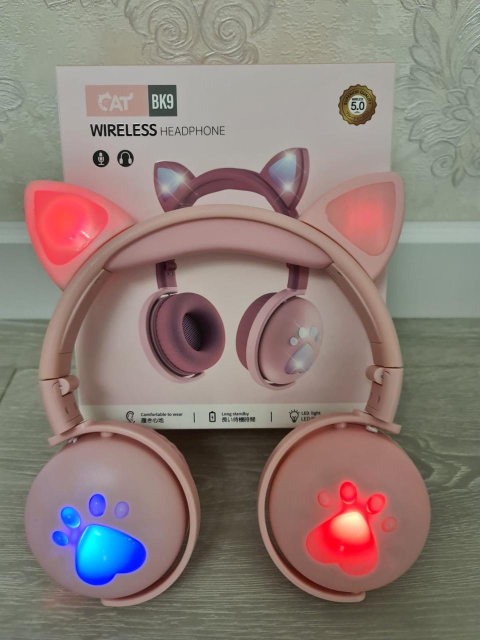 Наушники беспроводные детские CAT ВК-9 LED Розовый (26389247) - фото 6 Наушники беспроводные детские CAT ВК-9 LED Розовый (26389247) - фото 6
