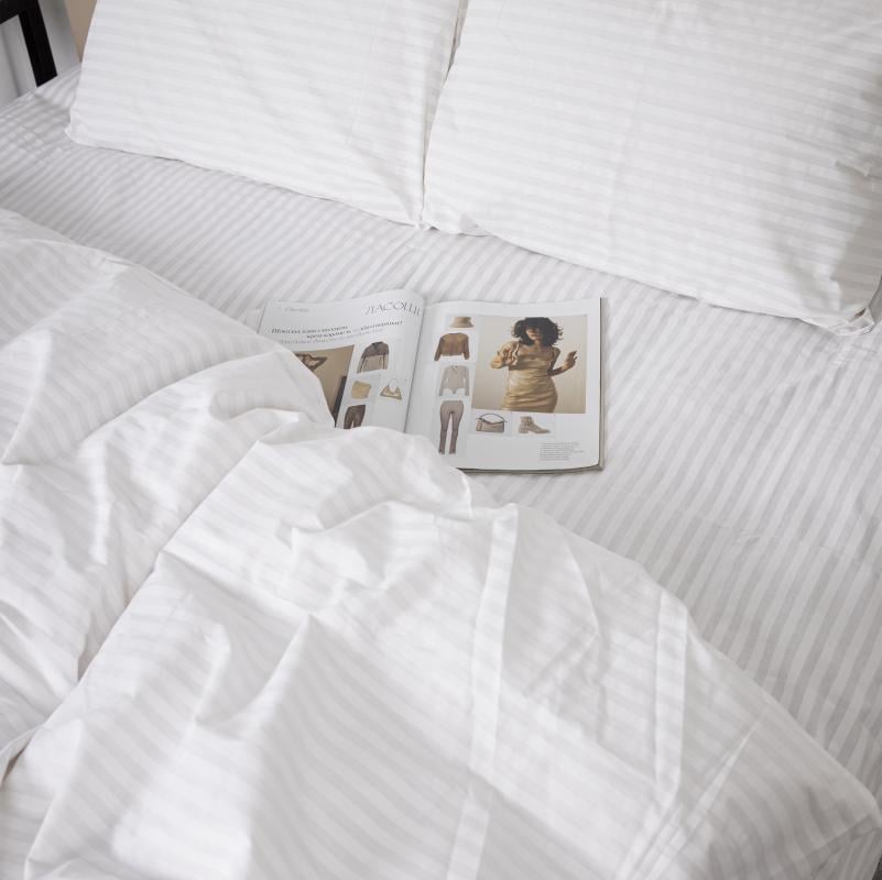 Комплект постельного белья Страйп Сатин 200х220 см White (SPe-1) Комплект постельного белья Страйп Сатин 200х220 см White (SPe-1)