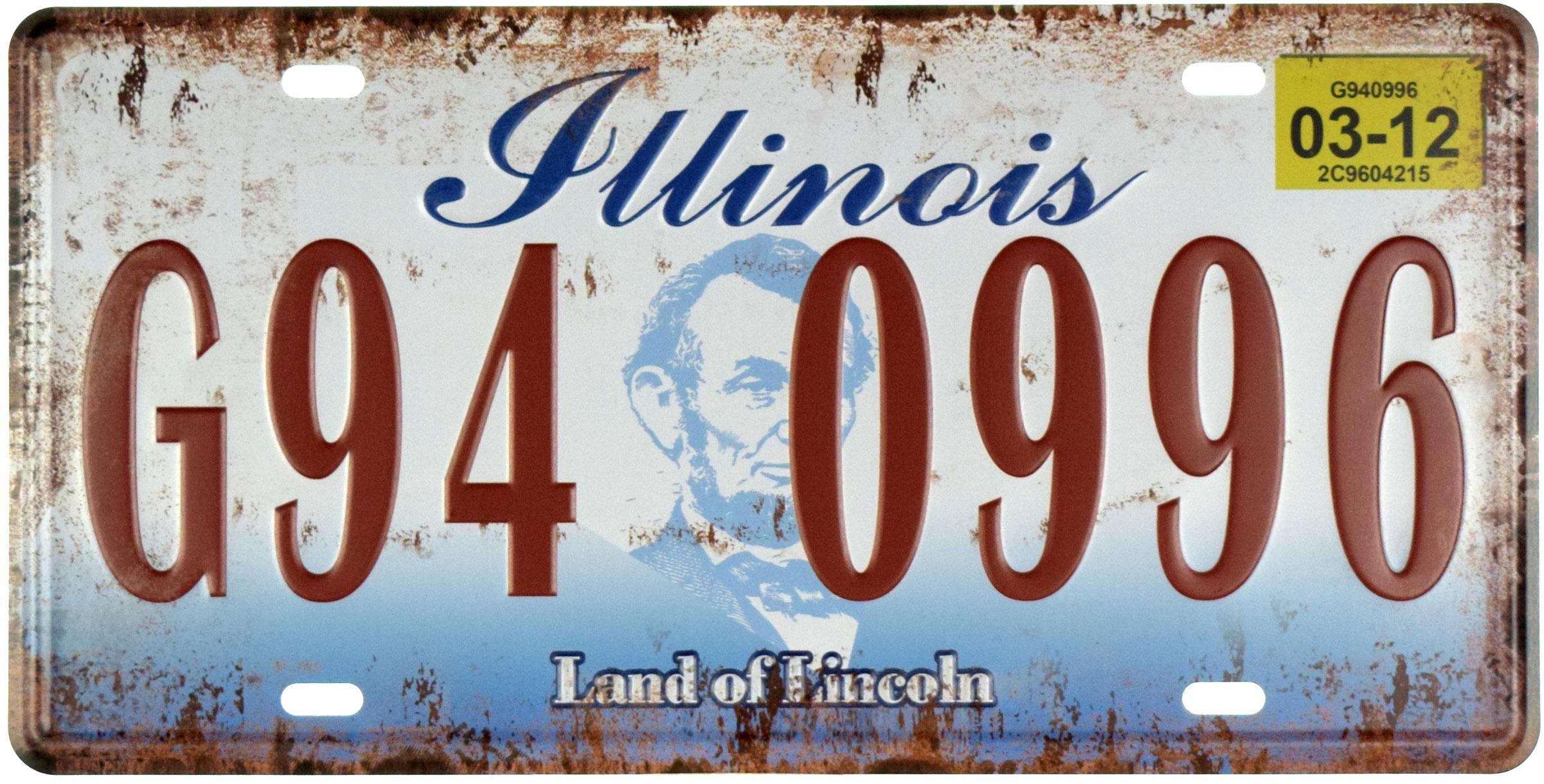 Табличка металлическая Иллинойс/Illinois G94 0996 15x30 см