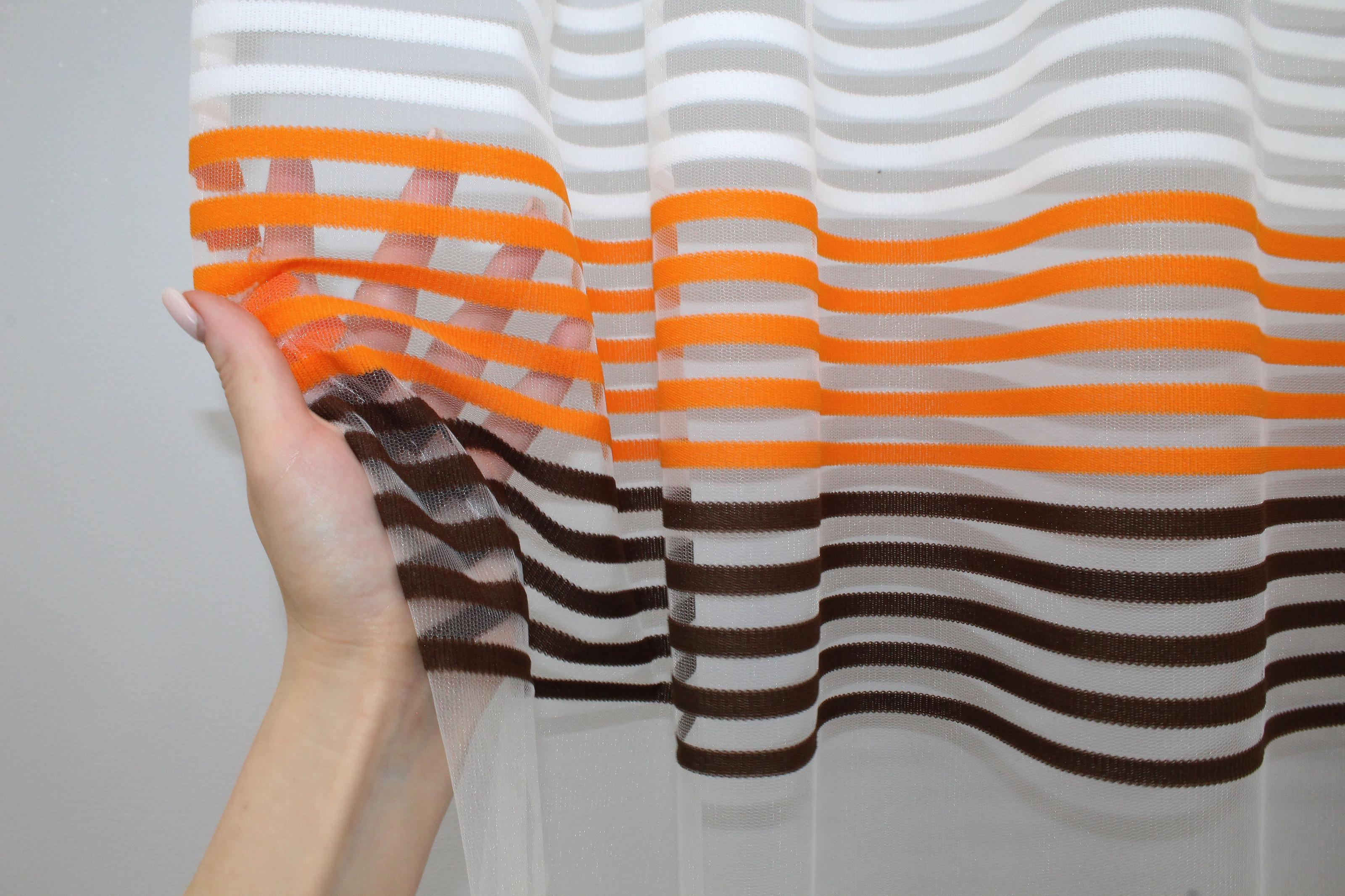 Тюль VR-Textil 1307т Терция фатин 300х270 см Молочный/Оранжевый/Венге (42-0009) - фото 5