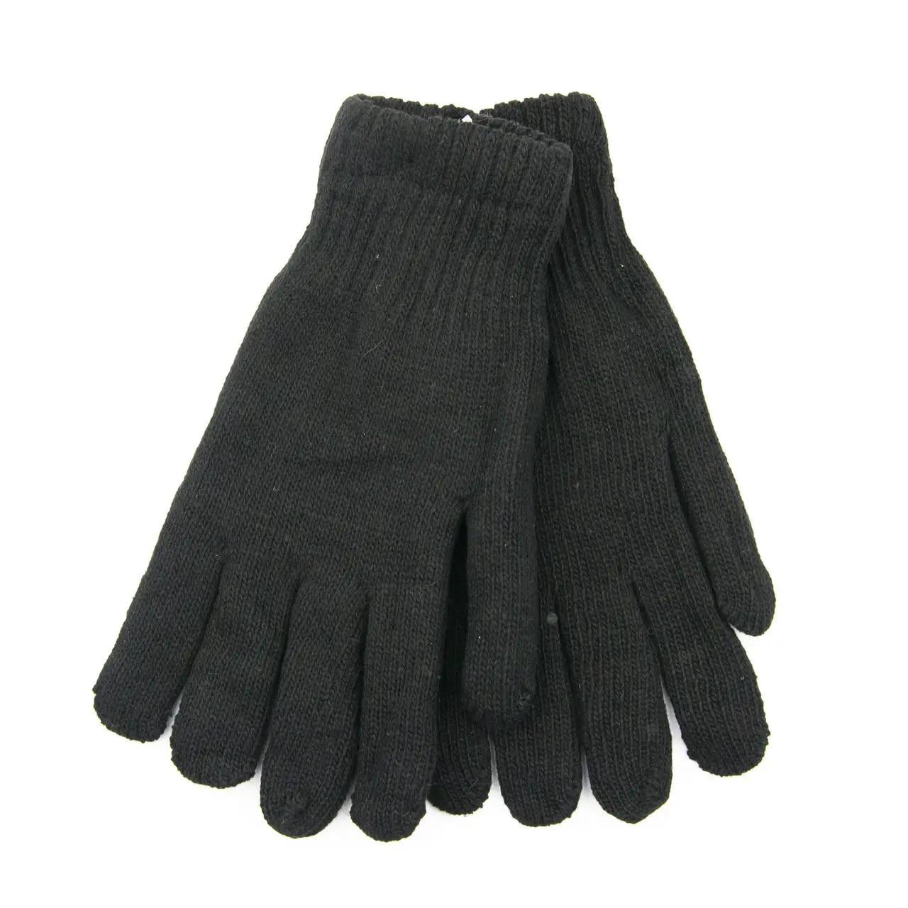 Перчатки мужские двойные вязаные шерстяные S Черный (23-3-17)