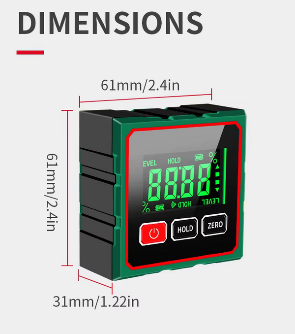 Угломер цифровой Digital Protractor JC 120 со встроенным аккумулятором инклинометр с лазерами и магнитом (JC 120) - фото 3