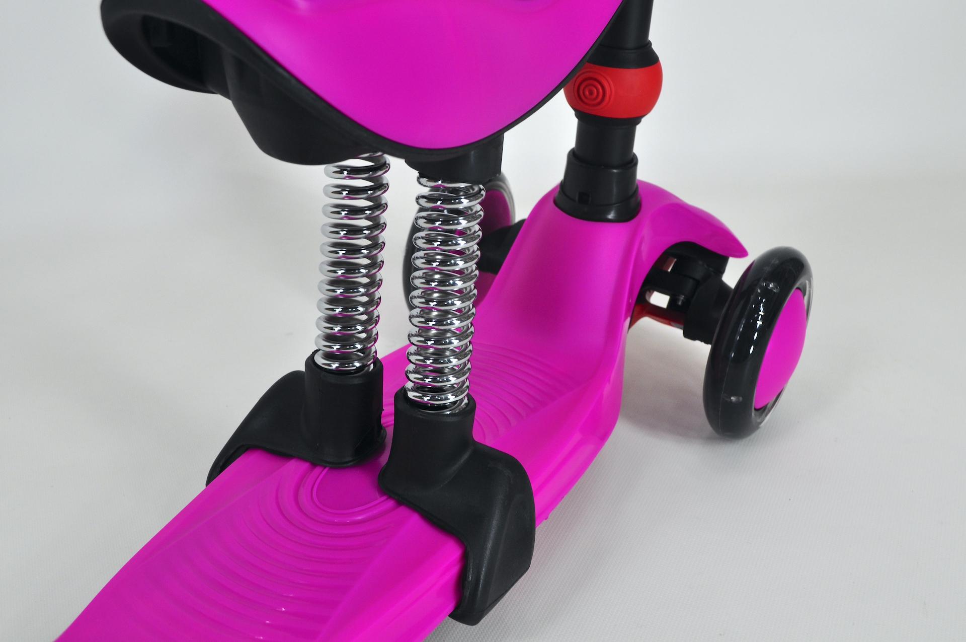 Самокат біговел Maraton Credo 3в1 дитячий триколісний з сидінням та батьківською ручкою Рожевий - фото 8