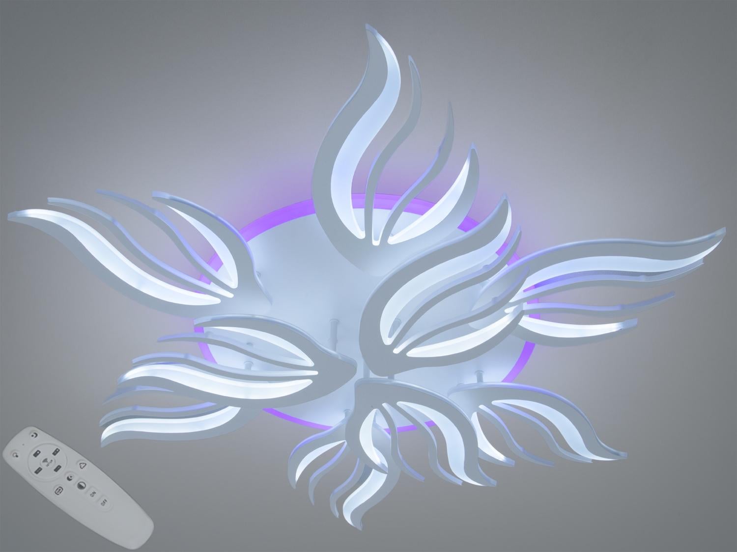 Люстра стельова LED/пульт/димер/145 Вт Білий (2527/6+3WH LED 3color dimmer)