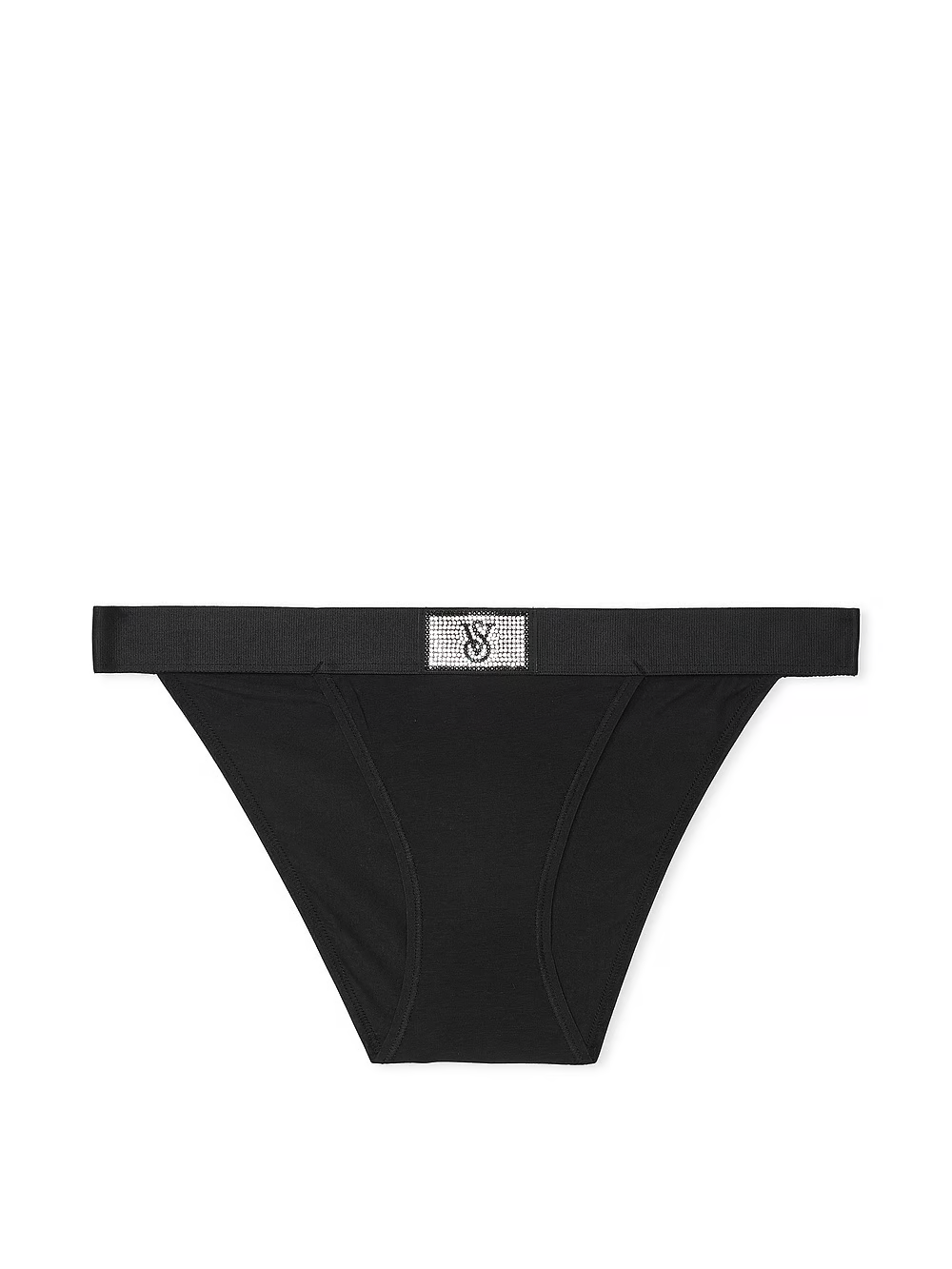 Трусики Victoria's Secret Logo Cotton Shine Patch Tanga Panty L Чорний