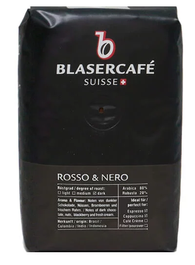 Кофе в зернах жареный Blasercafe Rosso Nero 250 г Швейцария