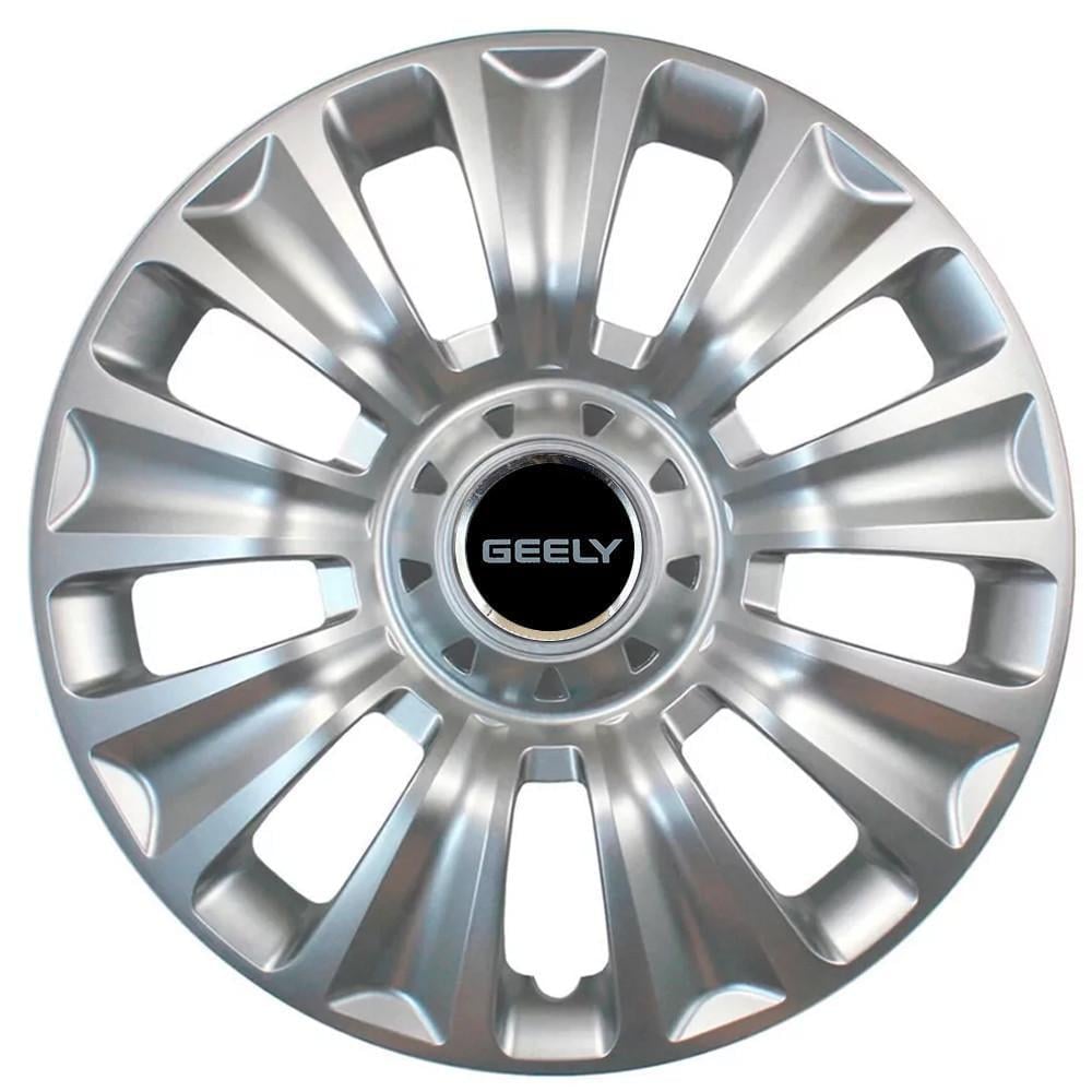 Колпаки SJS 424 с логотипом Geely R16 4 шт. Серебристый (2789080333)