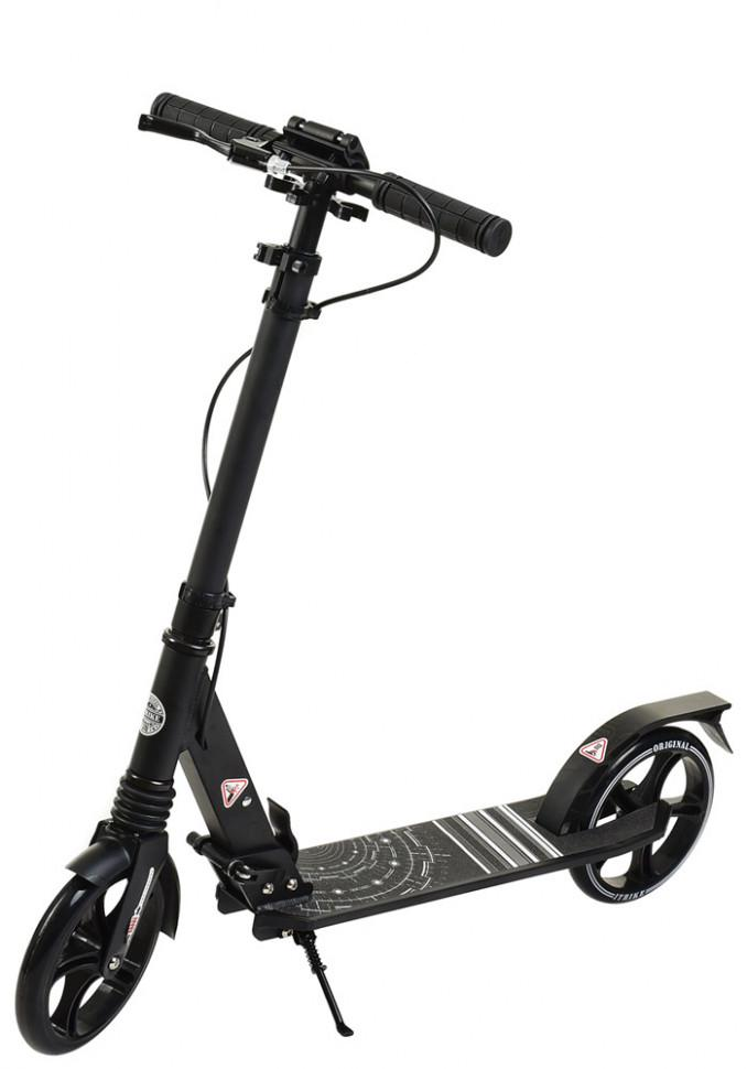 Самокат двухколесный iTrike с подножкой и ручным тормозом Черный (DS-171-S-184)