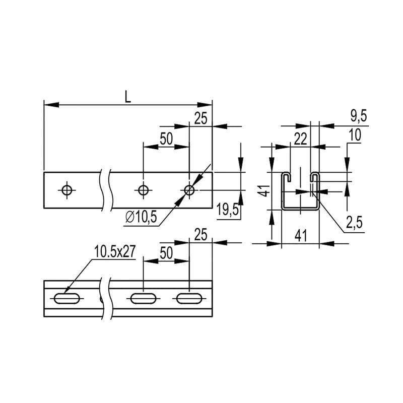 Профиль С-образный ДКС B5 Combitech оцинкованная сталь 100 см х 41х41 мм х 2,5 мм (BPM4110) - фото 2 Профиль С-образный ДКС B5 Combitech оцинкованная сталь 100 см х 41х41 мм х 2,5 мм (BPM4110) - фото 2