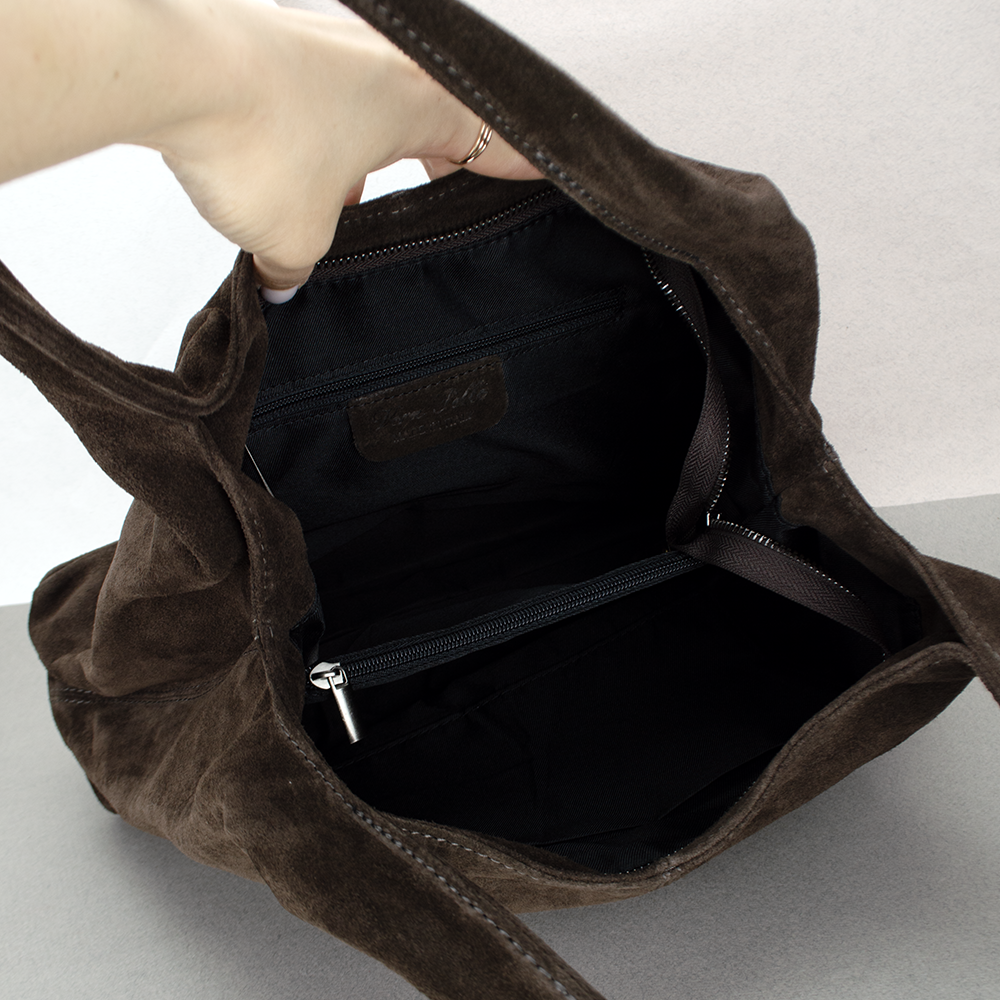 Сумка-шопер жіноча замшева Virginia Conti 03790 Шоколадний (2430442281) - фото 4 Сумка-шопер жіноча замшева Virginia Conti 03790 Шоколадний (2430442281) - фото 4