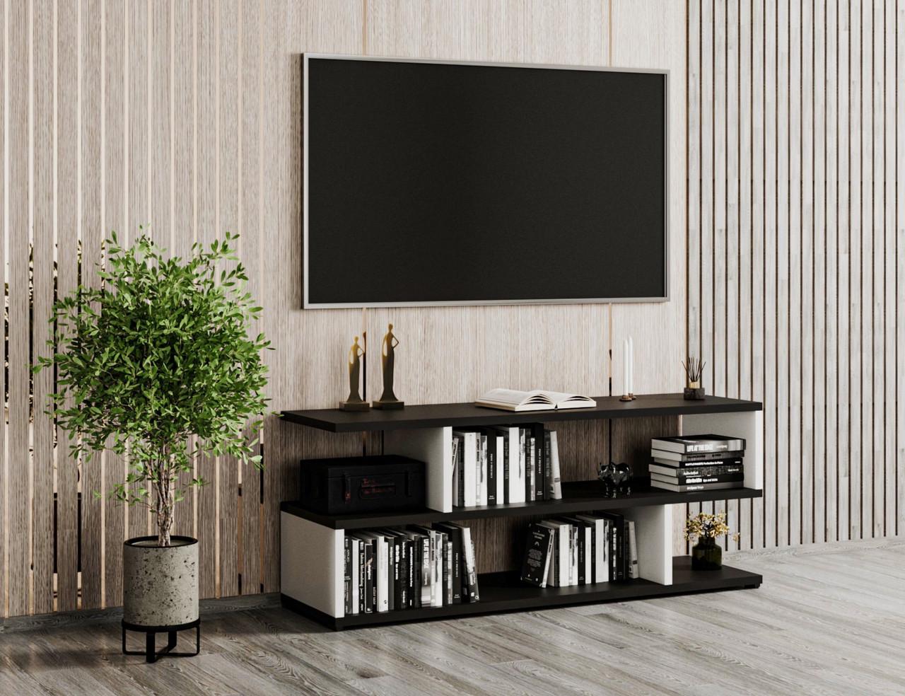 Тумба ТВ Moreli Id27-178 1400x526x398 мм Черный/Белый (id27-178-black-white)