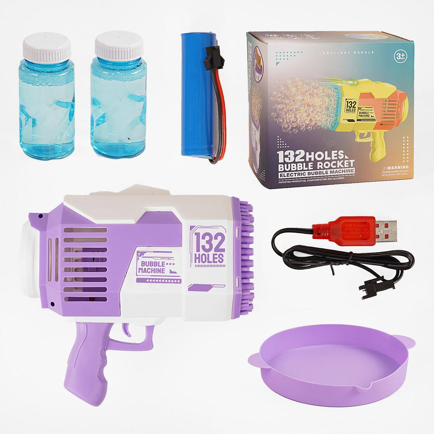 Пистолет с мыльными пузырями KB 1293 24 подсветки/132 отверстия/2 бутылки с мыльным раствором 3,7V USB-кабель (155367) - фото 2 Пистолет с мыльными пузырями KB 1293 24 подсветки/132 отверстия/2 бутылки с мыльным раствором 3,7V USB-кабель (155367) - фото 2