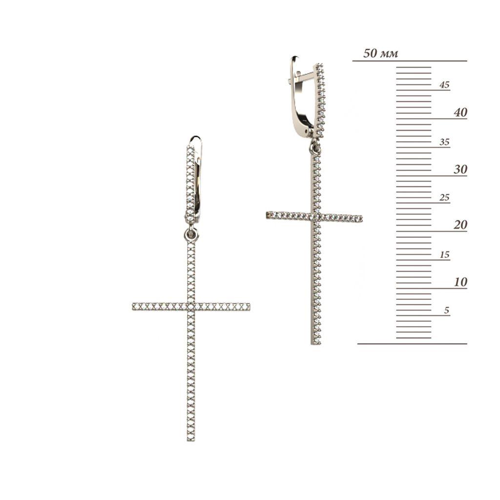 Сережки хрестики Мілана з фіанітами зі срібла 925 проба - фото 2