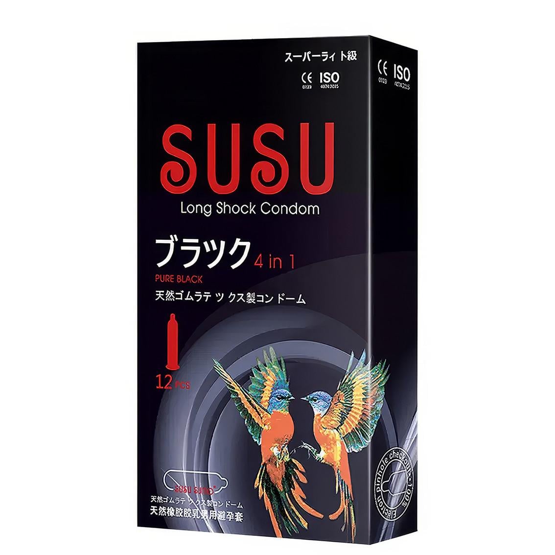 Презервативи SUSU Long Shock 4в1 з пролонгуючим ефектом 12 шт. (lyst-zp-022302)