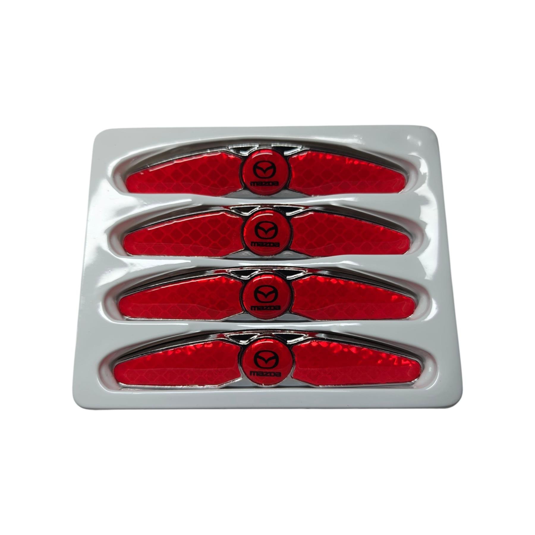 Накладки-катафоты на двери автомобиля с логотипом Mazda от царапин и вмятин Красный карбон (2402370230)