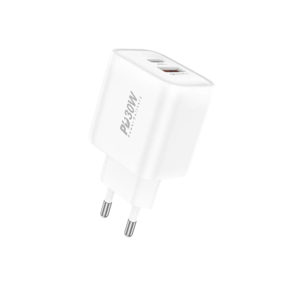 Сетевое зарядное устройство для Foneng EU52 с портами USB-A и USB Type-C PD QC 4.0 30 Вт Белый (EU52-CH)