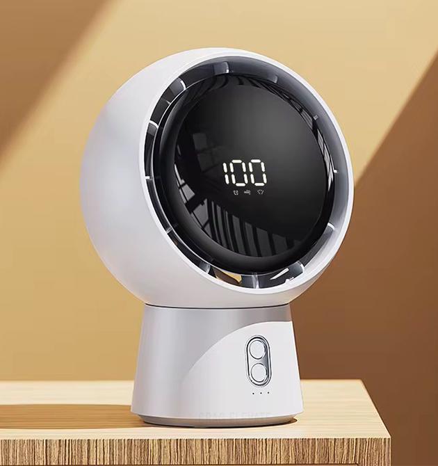 Вентилятор настольный портативный аккумуляторный без лопастей с пультом и таймером Type-C Белый