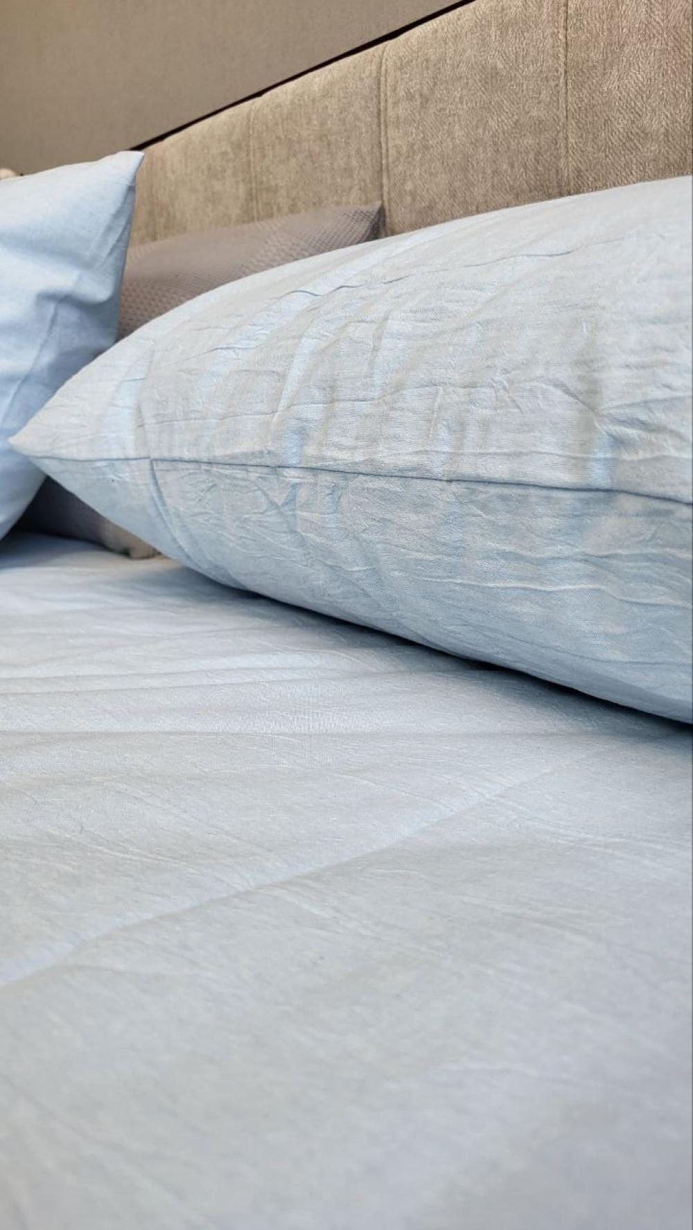 Комплект постельного белья с резинкой База хлопок евро/наволочки 50х70 см Sky Blue (W1281) - фото 6 Комплект постельного белья с резинкой База хлопок евро/наволочки 50х70 см Sky Blue (W1281) - фото 6