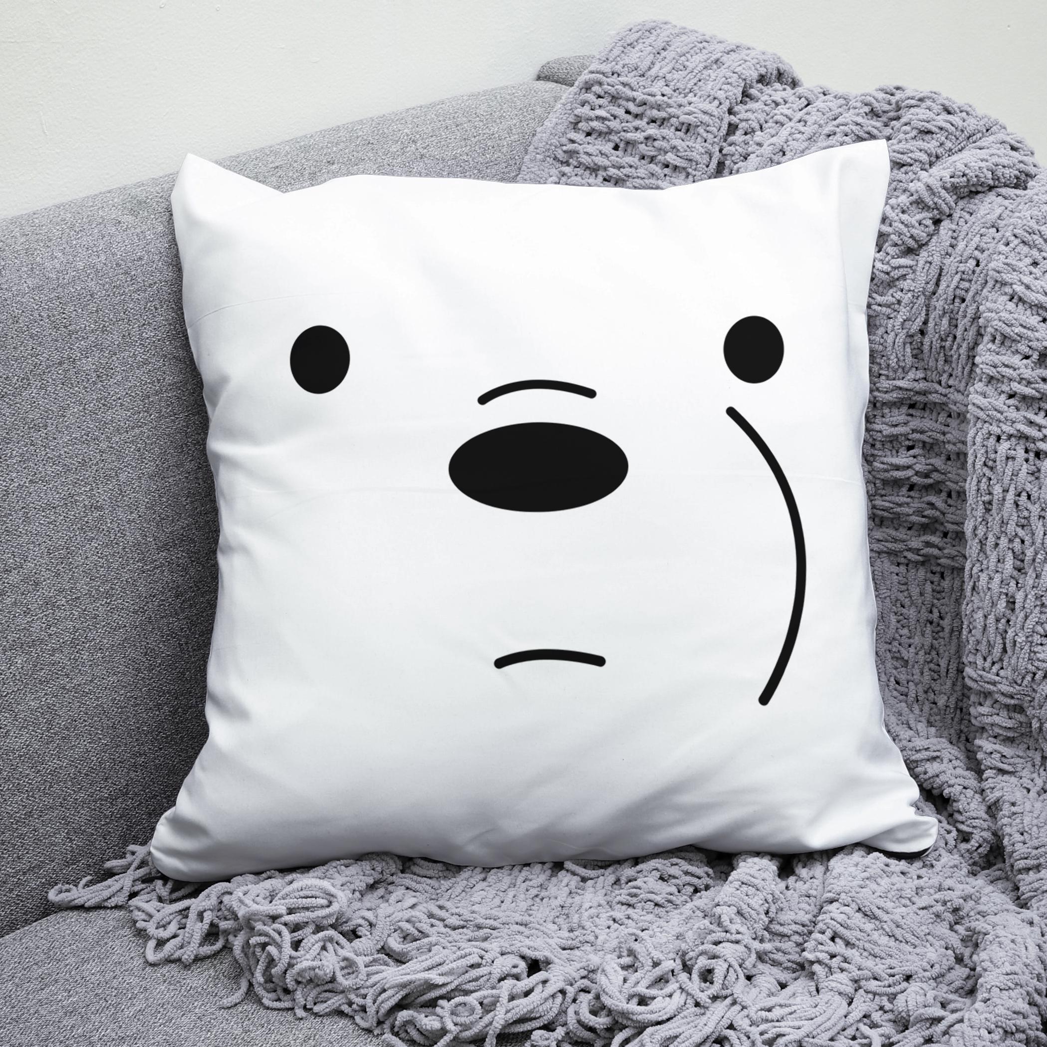 Плюшевая подушка квадрат с принтом We Bare Bears Белый