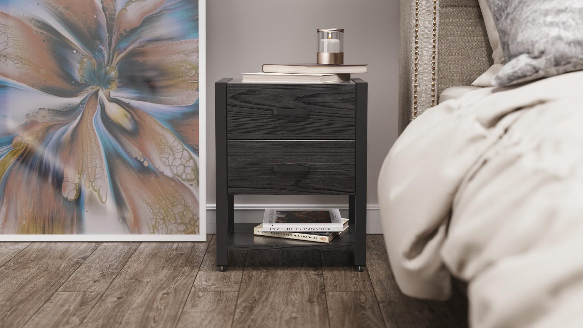 Тумба универсальная Ferrum-decor Вивьен 2/1 ДСП 16 мм 50x41x40 см Черный/Сосная Кембра (FRD-104175)