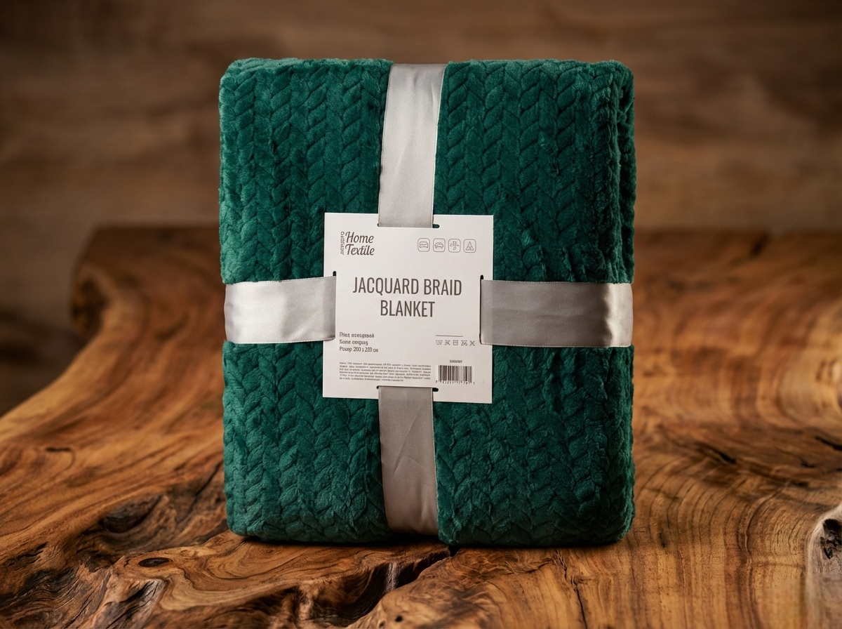 Плед-покривало м'який Ardesto Jacquard Braid зі 100% поліестеру плед для спальні та дитячої 200х220 см Смарагдовий (ART0208JB)