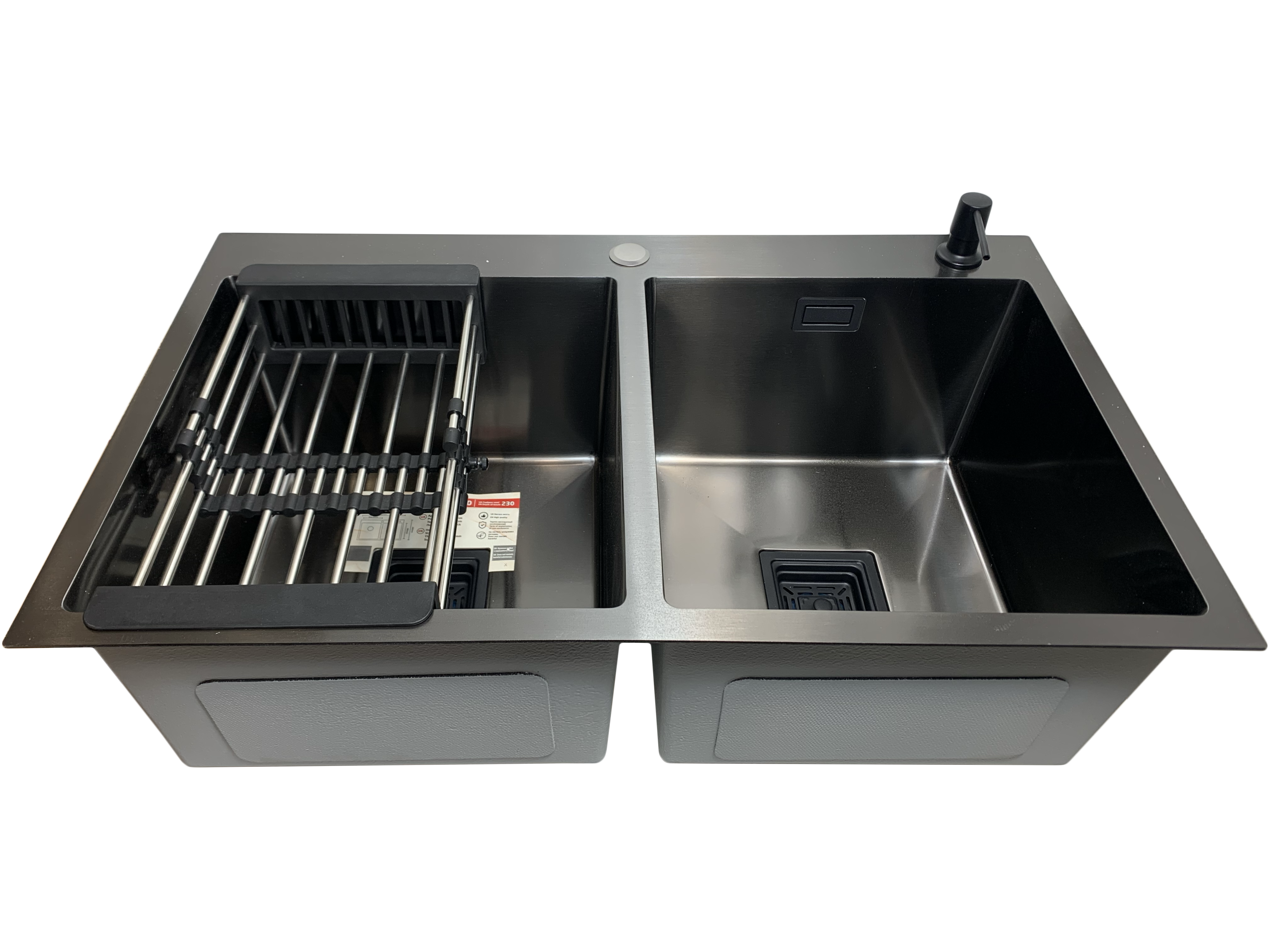 Мийка для кухні Platinum Handmade на дві чаші з чорний сифоном 78x48 см (c59e6dfa) Мийка для кухні Platinum Handmade на дві чаші з чорний сифоном 78x48 см (c59e6dfa)