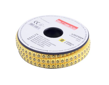Маркер кабельний E.NEXT e.marker.stand.2.4.0 цифра 0 2-4 мм2 500 шт./рул. Жовтий (s2037059)