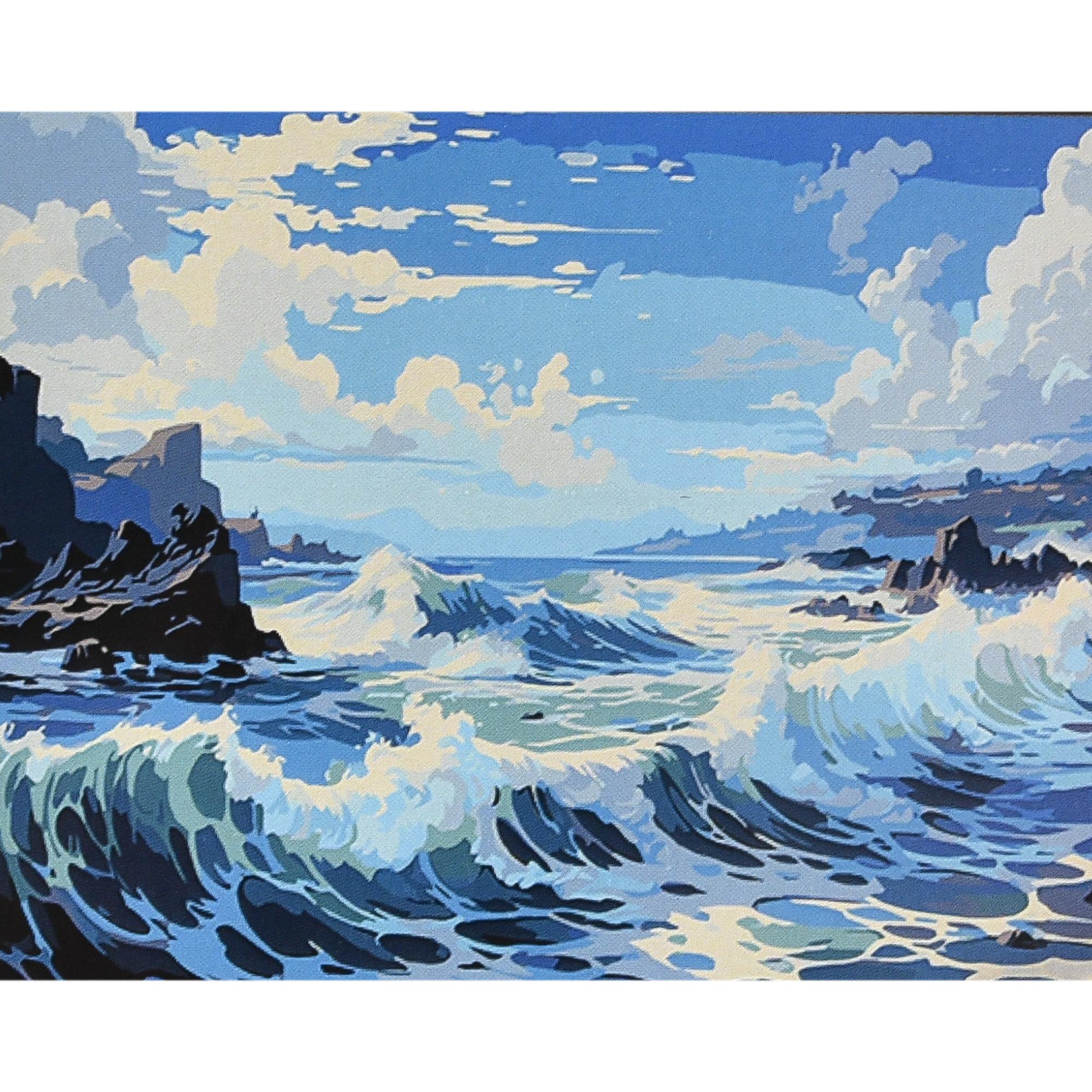 Картина по номерам Strateg Премиум Прекрасный морской пейзаж с лаком и уровнем 40x50 см (Str-VA-4610)