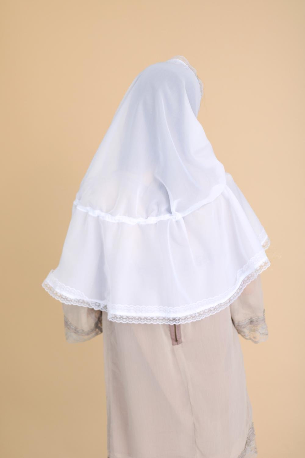 Палантин для храму на голову Білий (п023) - фото 6 Палантин для храму на голову Білий (п023) - фото 6