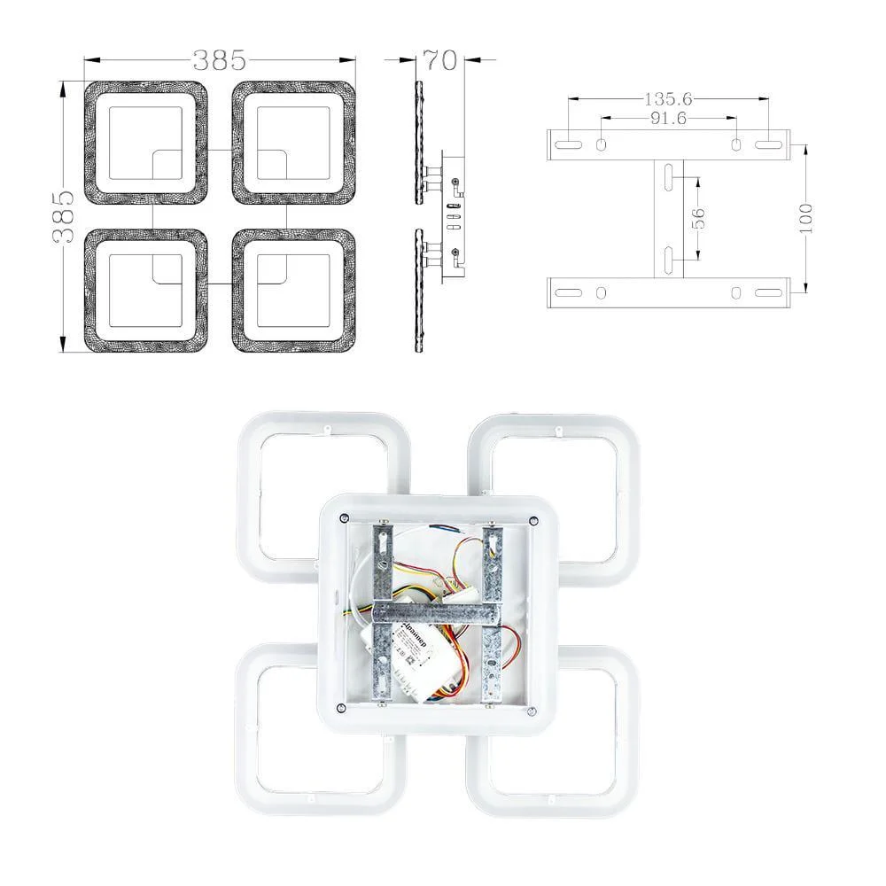 Люстра ESLLSE ROOM RGB 5S 70 Вт SMART з пультом 385х385х75 мм Білий (10472) - фото 8