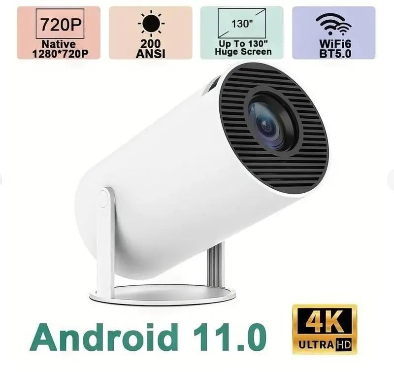 Проєктор портативний LED Смарт Wi-Fi/Bluetooth Android 11 1280х720 Білий (22494667) - фото 4